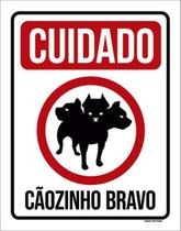 Kit 10 Placas Cuidado Cãozinho 3 Cabeças Bravo 36X46