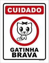 Kit 10 Placas Cuidado Gatinha Brava Fofa 36X46