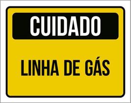 Kit 10 Placas Cuidado Linha De Gás Amarelo 36X46