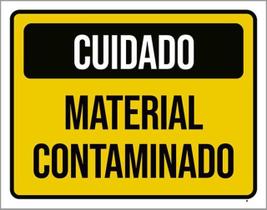 Kit 10 Placas Cuidado Material Contaminado Amarelo 36X46