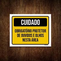 Kit 10 Placas Cuidado Obrigatório Protetor De Ouvidos