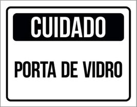 Kit 10 Placas Cuidado Porta De Vidro Preta 36X46