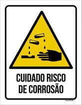 Kit 10 Placas Cuidado Risco Corrosão Ícone 36X46