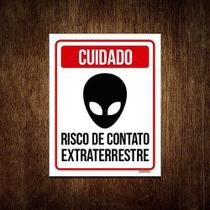 Kit 10 Placas Cuidado Risco De Contato Extraterrestre