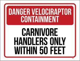 Kit 10 Placas Danger Velociraptor Containt