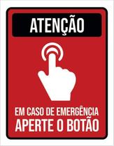 Kit 10 Placas De Atenção Emergência Aperte Botão 36X46