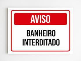 Kit 10 Placas de aviso banheiro interditado mdf A4 20X29