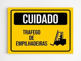 Kit 10 Placas de aviso cuidado trafego de empilhadeiras mdf