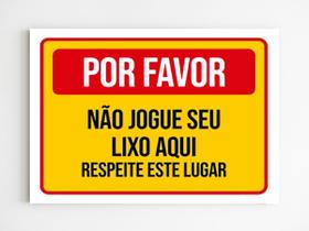 Kit 10 Placas de aviso favor não jogue seu lixo aqui mdf A4