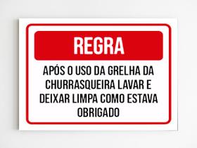 kit 10 placas de aviso lavar grelha após o uso churrasqueira