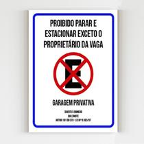 kit 10 placas de aviso proibido estacionamento vaga privada