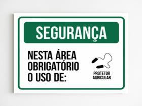 Kit 10 Placas de aviso uso obrigatório de protetor auricular