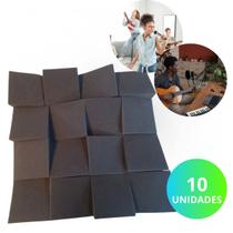 Kit 10 Placas de Espuma Acústica 3D Isolamento Sonoro