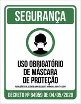 Kit 10 Placas De Segurança Uso Obrigatório De Máscara 36X46