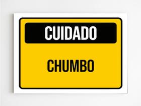 kit 10 placas de sinalização cuidado chumbo aviso mdf