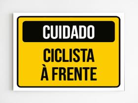 Kit 10 Placas de sinalização cuidado ciclistas a frente mdf