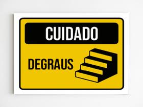 Kit 10 Placas de sinalização cuidado degraus aviso mdf 20x29