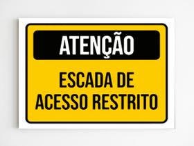 kit 10 placas de sinalização escada de acesso restrito mdf