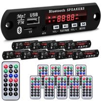 Kit 10 Placas Decodificadora 5v a 12v Usb Mp3 Fm Aux Bt Rádio P/ Amplificador Caixa Ativa Controle - Prime