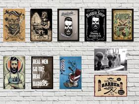 Kit 10 placas Decor Barber Shop Vintagê Retrô Barbearia