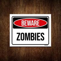 Kit 10 Placas Decorativa - Beware Zombies Perigo Zumbis