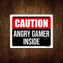 Kit 10 Placas Decorativa - Caution Angry Gamer Inside