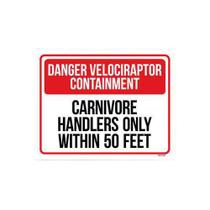 Kit 10 Placas Decorativa - Danger Velociraptor Containment