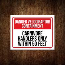 Kit 10 Placas Decorativa - Danger Velociraptor Containment