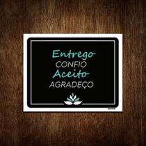 Kit 10 Placas Decorativa - Entrego Confio Aceito Agradeço