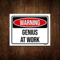 Kit 10 Placas Decorativa - Warning Genius At Work