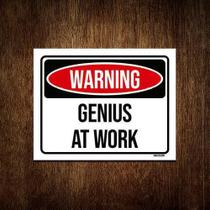 Kit 10 Placas Decorativa - Warning Genius At Work