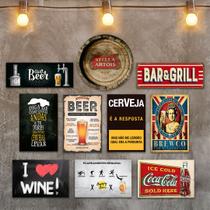 Kit 10 Placas Decorativas Bebidas Frases Cervejas Mdf