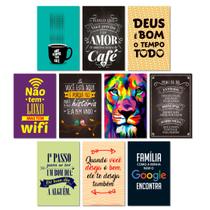 Kit 10 Placas Decorativas Frases Família Leão Mdf 20x13 cm