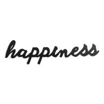 Kit 10 Placas Decorativas Happiness - Palavra Decorativa Madeira Mdf 59cm - Preto