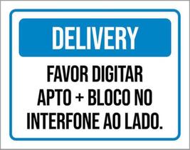 Kit 10 Placas Delivery Favor Digitar Apto Bloco Interfone