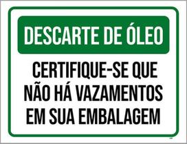 Kit 10 Placas Descarte Óleo Não Há Vazamentos Embalagem