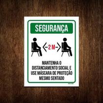 Kit 10 Placas Distanciamento Social Use Máscara Sentado