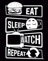 Kit 10 Placas Eat Sleep Watch Repeat Preta 36X46