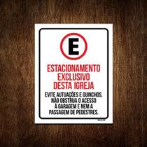 Kit 10 Placas - Estacionamento Exclusivo Igreja