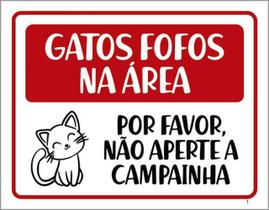 Kit 10 Placas Gatos Fofos Não Aperte Campainha 36X46