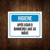 Kit 10 Placas Higiene Após Usar Banheiro Lave As Mãos
