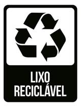 Kit 10 Placas Lixo Reciclável Preta 36X46