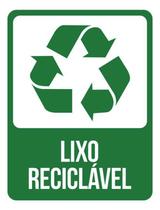 Kit 10 Placas Lixo Reciclável Verde 36X46