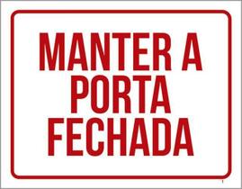 Kit 10 Placas Manter Porta Fechada Vermelho 36X46