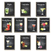 Kit 10 Placas MDF Decoração Drinks e Coquetéis 28,7x22 BE1