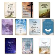 Kit 10 Placas MDF Frases Bíblicas Cristãs Salmos Fé FE18