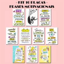 Kit 10 Placas MDF Frases Motivacionais Frases Inspiradoras Quadrinhos Amos Fé AmizadePara Casa Sala Cozinha 13x20