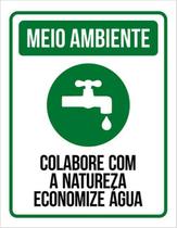 Kit 10 Placas Meio Ambiente Colabore Natureza Água 36X46