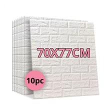 Kit 10 Placas Painel 3D Revestimento Tijolinho Branco Auto Adesivo 70x77cm Kit 10 Placas Painel 3D Revestimento Tijolinho Branco Auto Adesivo 70x77cm