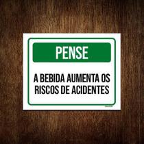 Kit 10 Placas Pense Bebida Aumenta Riscos De Acidente